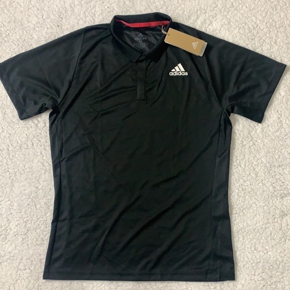 Adidas New With Tags FREELIFT TENNIS POLO SHIRT HEAT.RDY Black Size Medium - Picture 5 of 13